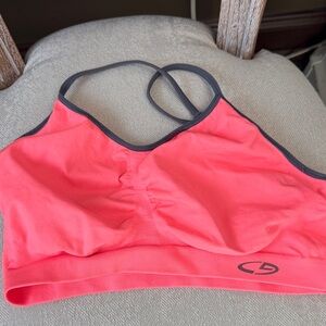 Champion Neon Pink Sports Bra with Gray Trim